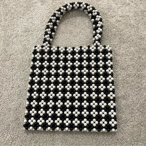 Black and White Beaded Mini Bag